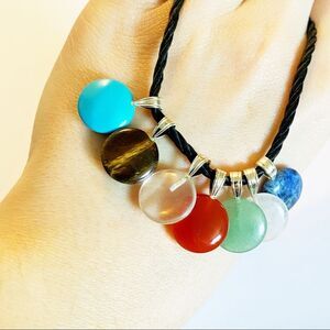 Chakra natural stone necklace on silk cord